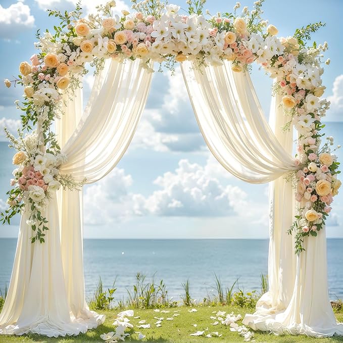 Wedding Arch Draping Fabric, 1 Panel 28" x 19Ft Ivory Arch Drapes Sheer - Image 5