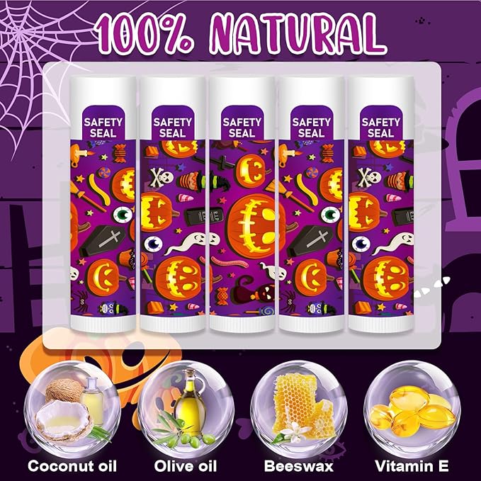 DMSKY 60 Pcs Halloween Lip Balm Bulk, Halloween Party Favors Halloween Treat - Image 4