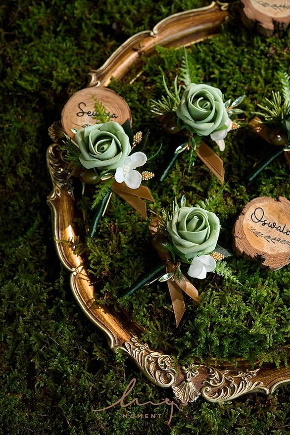 Ling's Moment Boutonniere for Men, Artificial Flowers for Wedding - Image 3