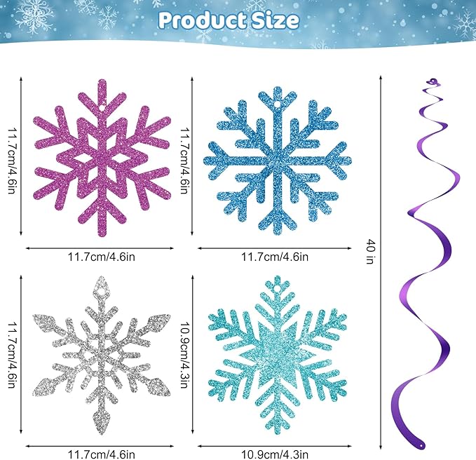 20 Pack Frozen Snowflake Hanging Decorations - Image 4
