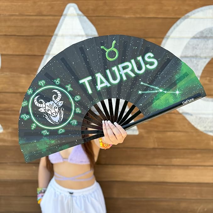 DeFlare | Cosmic Zodiac Rave Fan | Zodiac Sign Hand Fan | Astrology Rave Fan | - Image 4