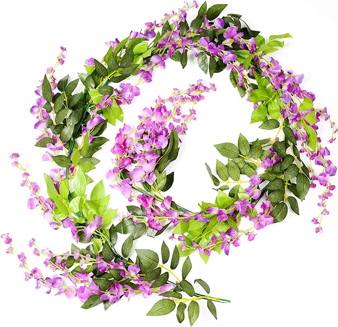 DearHouse 4Pcs 6.6Ft/Piece Artificial Flowers Silk Wisteria Garland Artificial - Image 5