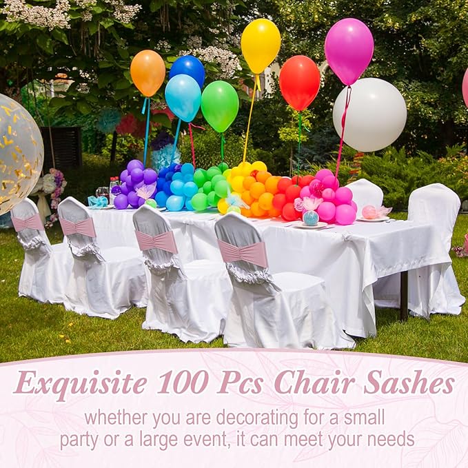 Moukeren 100 Pcs Spandex Chair Sashes Bows Bands Slider Sashes - Image 5