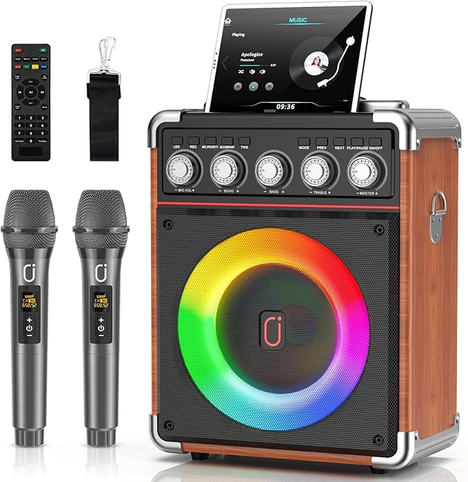 Karaoke Machine for Adults Kids, Bass/Treble Adjustment, Portable PA System by HWWREnjoyYourMusic
