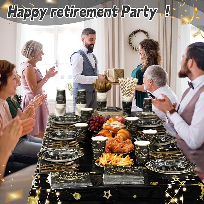 452 Pcs Black Gold Retirement Decorations Supplies - Image 4