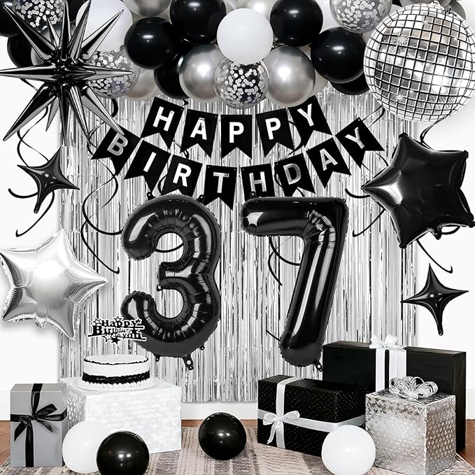 37th Birthday Decorations for Men Women, Fringe Curtains Kit by Birthdaypartyexpert