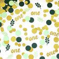 300PC Gold Glitter and Sage Green First Birthday Decorations by Vofrise