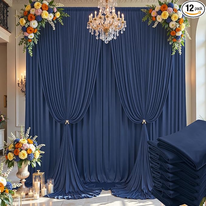 60×14ft Wrinkle Free Navy Blue Backdrop Curtain by ENJOYYOURPARTY