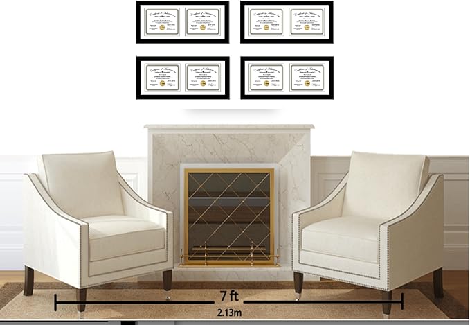 Creative Picture Frames 10X24Bk-W Black Horizontal Double Diploma Frame - Image 3