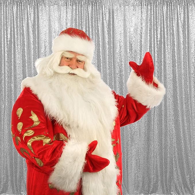 JYFLZQ Silver Sequin Backdrop Curtains 2ft x 8ft 2 Panel Glitter Photo Booth - Image 7