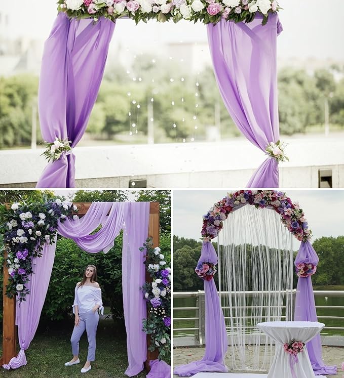 6 Panels Lavender Wedding Arch Drapery 28" x20Ft Wedding Arch Draping Fabric - Image 3