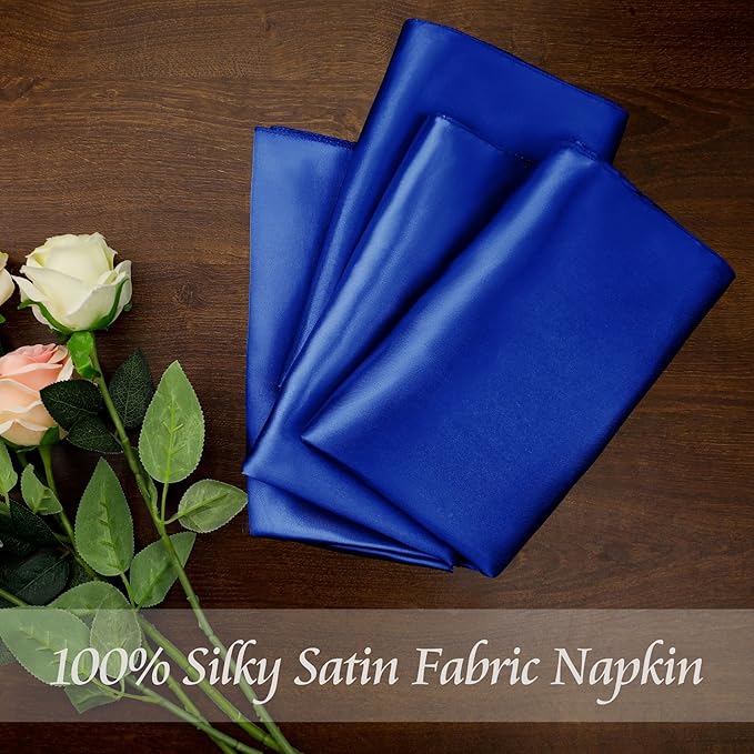 Manyshofu 60 Pieces Royal Blue Satin Napkins - Image 3