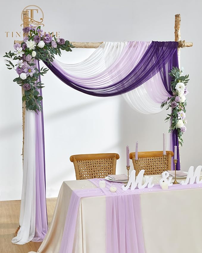 TINGE TIME 3 Panels Wedding Arch Draping Fabric - Image 4
