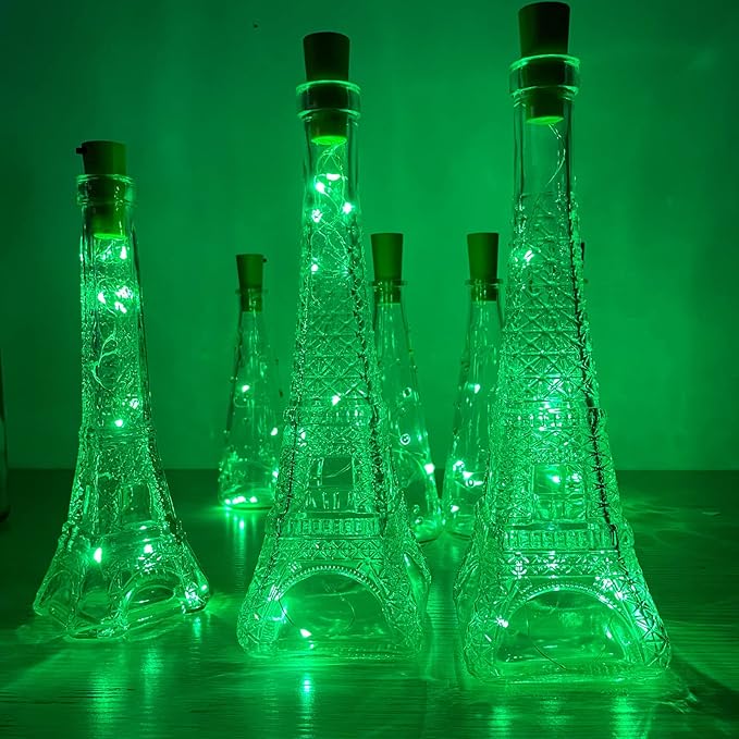 Wine Bottle Lights with Cork 15Pack 10 LED 40 Inches Battery Operated Silver - Image 7