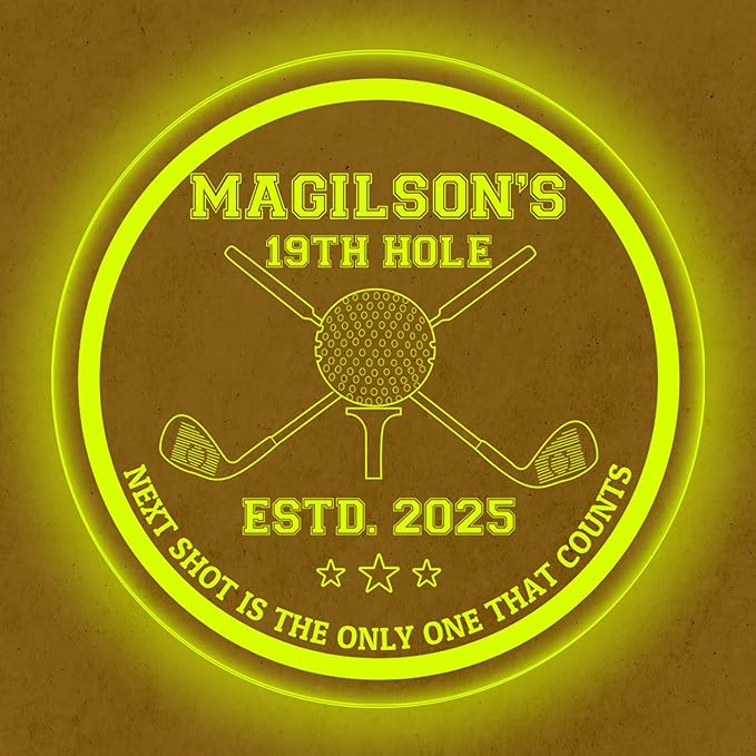 Custom Golf LED Bar Sign – Personalized Color Changing Acrylic Wall Decor by Unknown