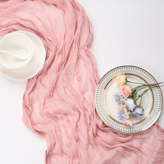 6 Pack Dusty Pink Cheesecloth Table Runner 10ft Boho Gauze Fabric Cheese Cloth - Image 6