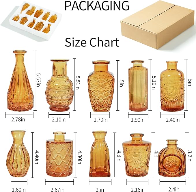 Vintage Small Glass Vases Set of 10, Mini Bud Vases - Image 3