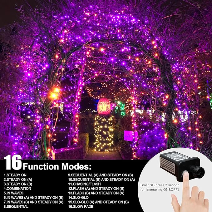 LAMPHOME 33ft Halloween Decorative Mini Lights, 100 LED Transparent Wire Fairy - Image 4