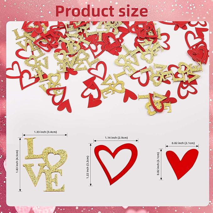 200 Pcs Red Heart Paper Confetti Love Confetti - Image 2
