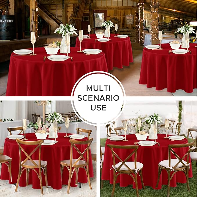 Fitable 8 Pack Round Tablecloths: Stain Resistant Wrinkle Free Circle Table - Image 6