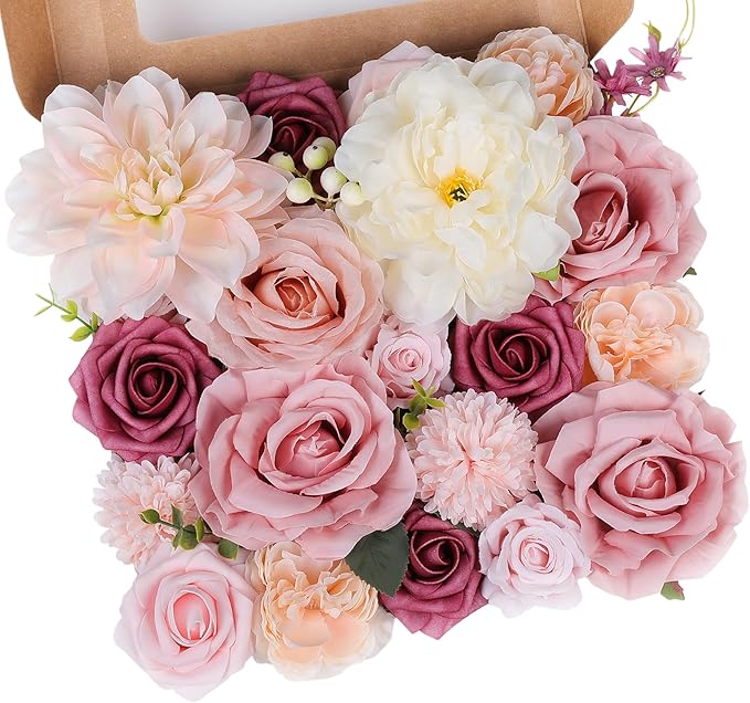 AGIRL Rose Artificial Flowers Combo Fake Flowers Pink Roses Silk Flowers by AGIRL