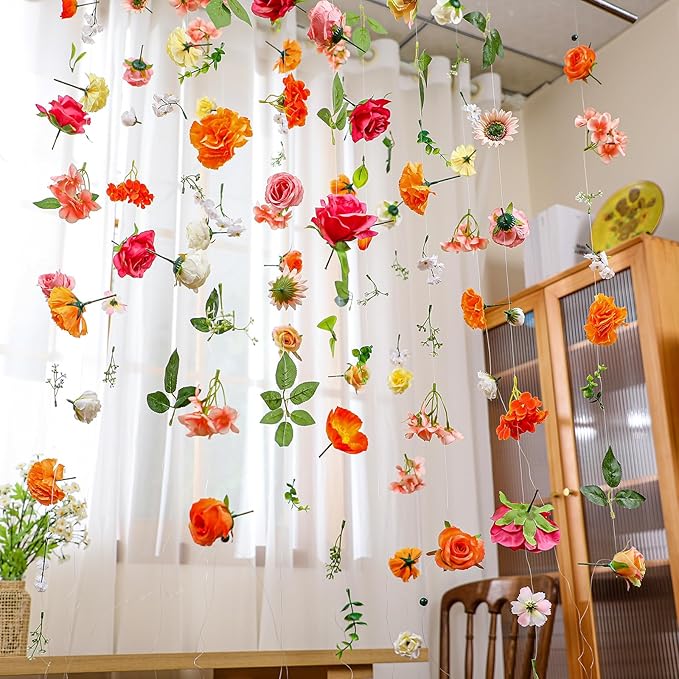 XunYee 6 Pcs 35.4 ft Flower Garlands Hanging Wildflower Backdrop Decoration by XunYee