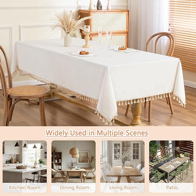 MYSKY HOME White Table Cloth Rectangle, Rectangular Table Cloth, Wrinkle - Image 6