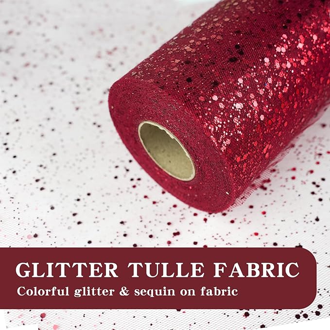 Glitter Tulle Rolls, 6” by 50 Yards Sparkling Tulle Spool Ribbon Sequin Tulle - Image 3
