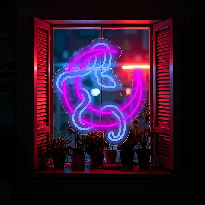 Snake on Moon Neon Sign, Animal Neon Sign, Neon sign Art Bedroom, Snake wall - Image 2