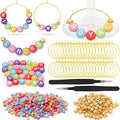 60 Sets DIY Wine Glass Charms – 780 Letter Beads 120 Gold Beads 60 Charm Rings by TMKEFFC