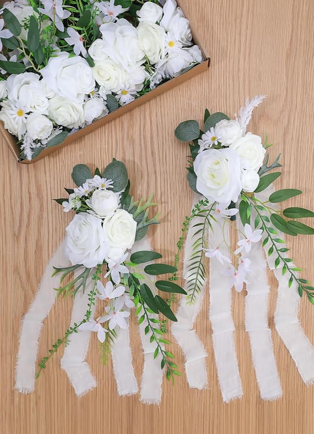 Wedding Aisle Decorations 8pcs Chair Decorations Artificial Flowers - Image 5