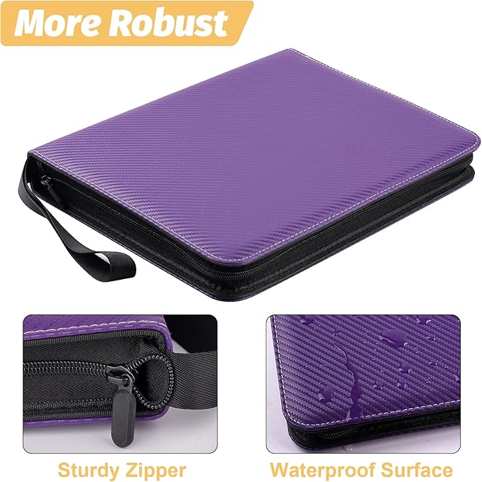 4 Pocket Card Binder, Premium Zip Trading Card Binder, 400 Double Sided Pocket - Image 2