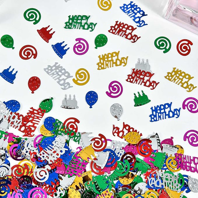 VHUWE Happy Birthday Confetti, 1.6 oz Multicolor Cake Balloon Swirl Confetti - Image 2