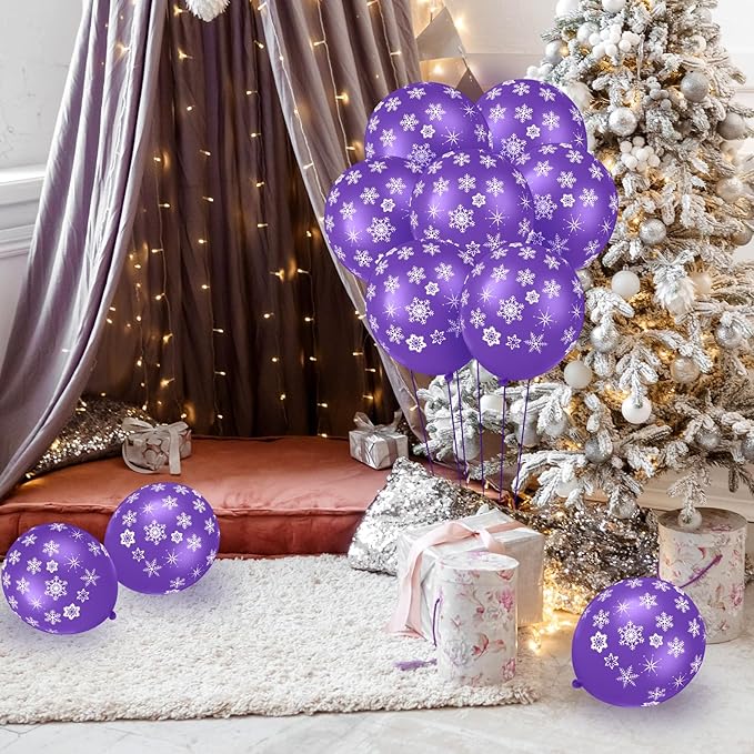 Skylety 40 Pieces Snowflake Balloons Bulk Winter Transparent Snowflake Latex - Image 6