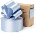 Light Blue Satin Wired Ribbon 1-1/2 Inch Double-Faced Sliver Glitter Christmas by Keypan