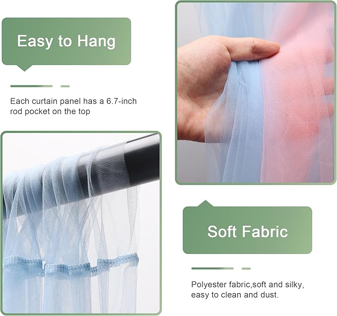 Tulle Backdrop Curtain with Lights String 10FT X 10FT Pink and Blue Sheer Tulle - Image 4