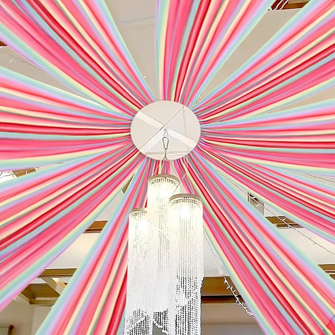 DUOBAO Rainbow Chiffon Wedding Ceiling 10FT Length Photo Background Curtain - Image 2