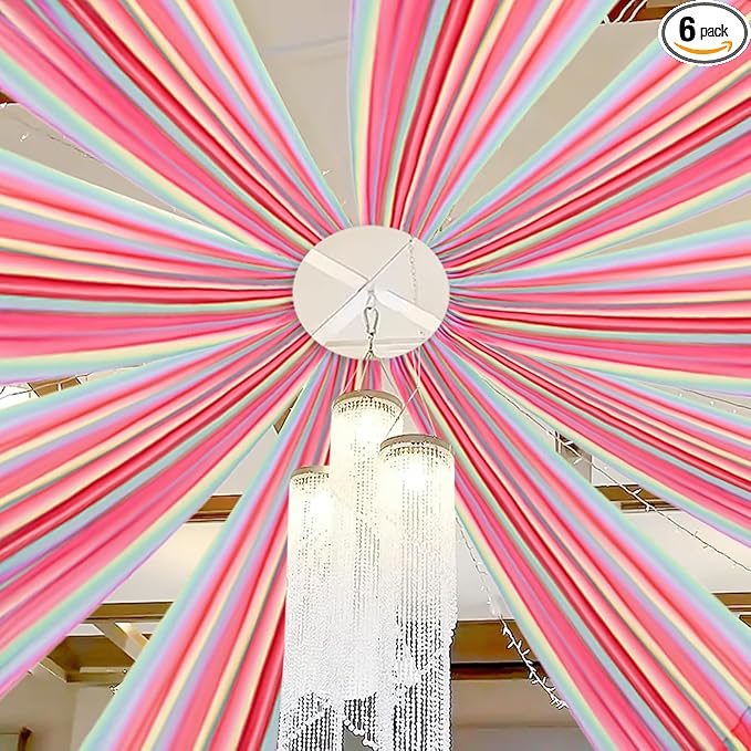DUOBAO Rainbow Chiffon Ceiling Drapes 59''x20FT 6 Panels Sheer Arch Draping by DUOBAO