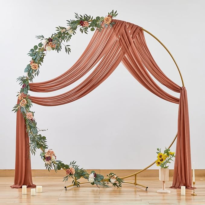 Wedding Arch Draping Fabric, 2 Panels 28" x 19Ft Terracotta Wedding Arch Drapes - Image 8