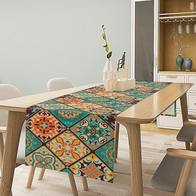 Boho Floral Table Runner, Vintage Bohemian Style Table Runner - Image 2