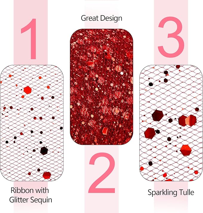 Glitter Tulle Rolls, 6” by 50 Yards Sparkling Tulle Spool Ribbon Sequin Tulle - Image 4