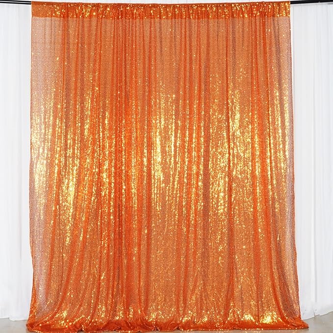 Poise3EHome 6FT x 8FT Orange Sequin Photography Backdrop Curtain - Image 3