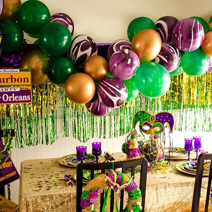 6 Pack 10 Feet Mardi Gras Foil Fringe Garland Metallic Tinsel Streamers Banner - Image 4