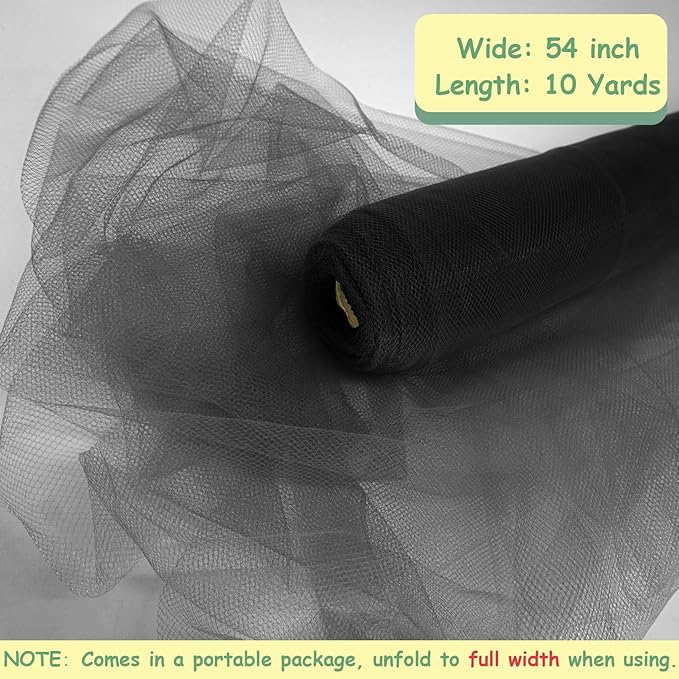 Black Tulle Fabric Rolls, 54 Inch by 10 Yards Tulle Ribbon - Image 4