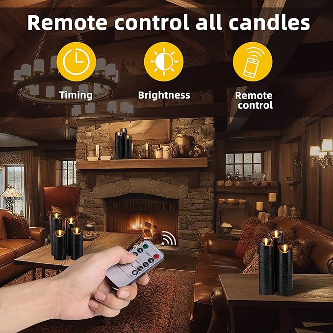 Hausware Set of 9 Flameless Candles Battery Operated LED Real Wax Flickering - Image 4