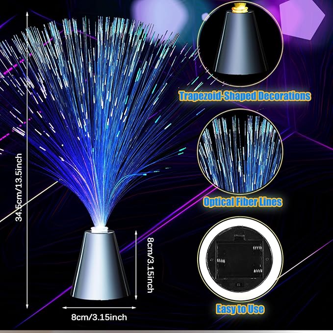Patelai 16 Pcs LED Fiber Optic Lamp Color Changing Fiber Optic Night Light - Image 2