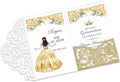 DORIS HOME 50pcs Laser Cut Quinceanera Invitations Gold Glitter, 4.7x7.1 Blank by DorisHome