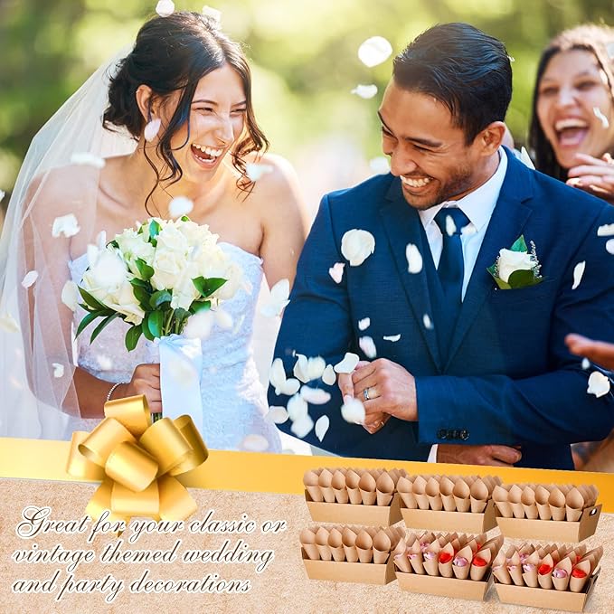 6 Set Wedding Confetti Cone Holder Box Each Includes 30 Pieces of Cone Papers - Image 4