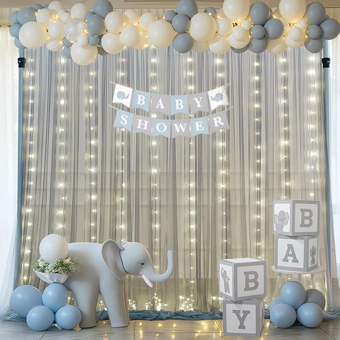 Silver Grey Tulle Backdrop Curtain - Image 3