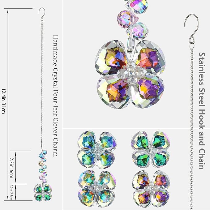 HDCRYSTALGIFTS 4pcs Four Leaf Clover Sun Catchers - Image 6